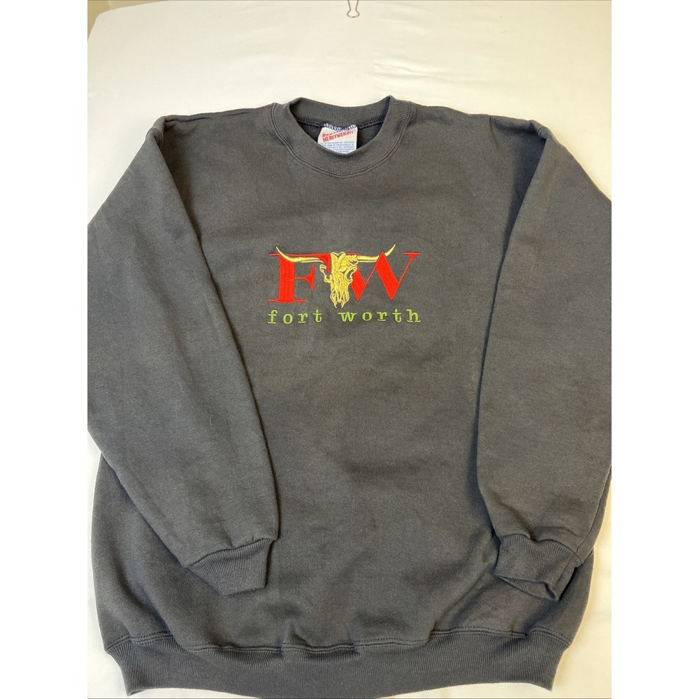 Vintage Hanes Heavyweight Fort Worth Texas Longhorn Sweatshirt Black Large